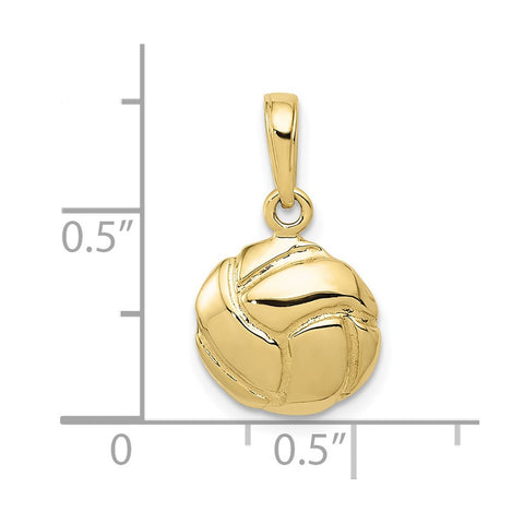 10K Solid Satin Diamond -Cut Volleyball Charm-WBC-10K4949