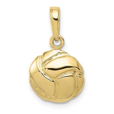 10K Solid Satin Diamond -Cut Volleyball Charm-WBC-10K4949