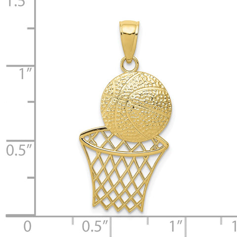 10K Basketball and Net Pendant-WBC-10K4951