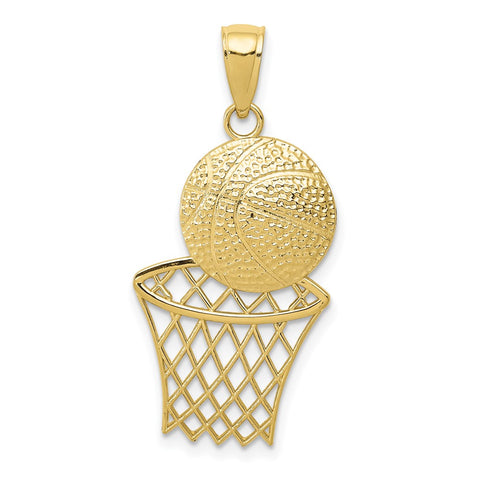 10K Basketball and Net Pendant-WBC-10K4951