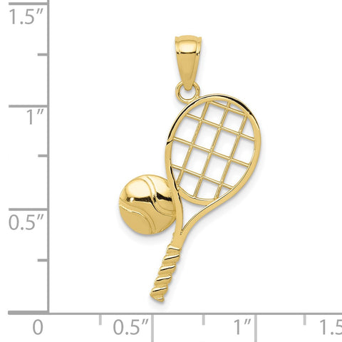 10k Diamond-Cut Tennis Racquet Charm-WBC-10K4958