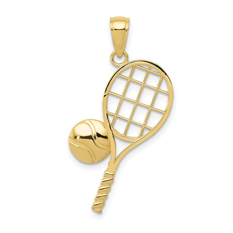 10k Diamond-Cut Tennis Racquet Charm-WBC-10K4958