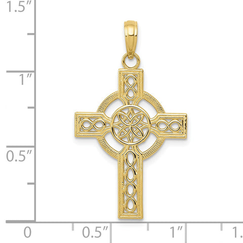 10K Diamond-cut Celtic Cross Pendant-WBC-10K5049