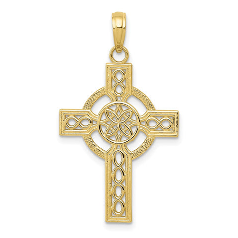 10K Diamond-cut Celtic Cross Pendant-WBC-10K5049