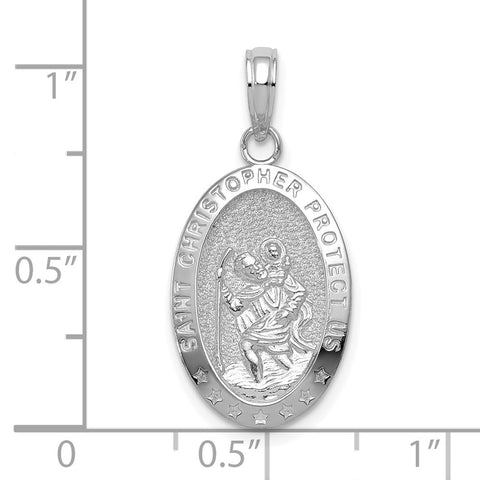 10k White Gold Saint Christopher Medal Pendant-WBC-10K5082W