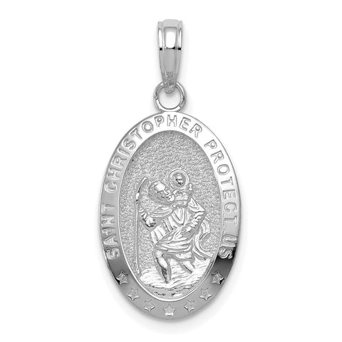 10k White Gold Saint Christopher Medal Pendant-WBC-10K5082W
