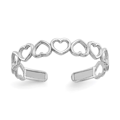 10k White Gold Polished Cut Out Hearts Toe Ring-WBC-10K5107
