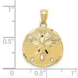 10k Gold Polished Large Sand Dollar Pendant-WBC-10K5378