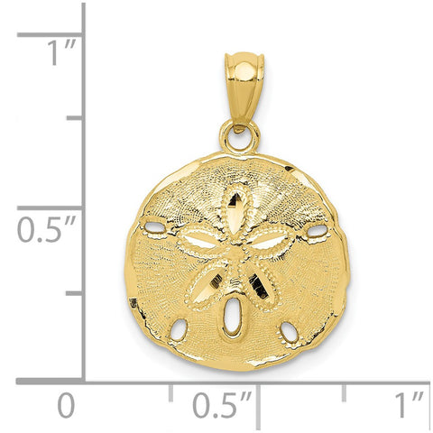 10k Gold Polished Large Sand Dollar Pendant-WBC-10K5378