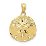 10k Gold Polished Large Sand Dollar Pendant-WBC-10K5378
