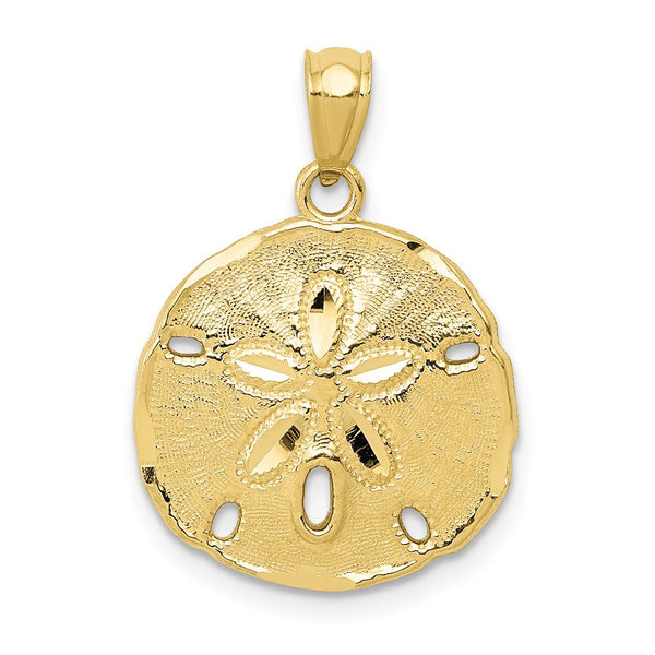 10k Gold Polished Large Sand Dollar Pendant-WBC-10K5378