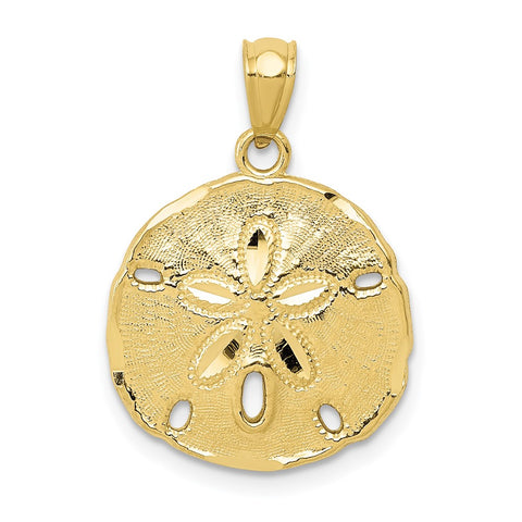 10k Gold Polished Large Sand Dollar Pendant-WBC-10K5378