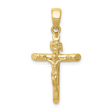 10K Gold Polished 2-D Crucifix with Jesus on Cross Pendant-WBC-10K5566