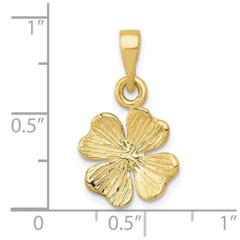 10k Gold Polished & Textured Four Leaf Clover Pendant-WBC-10K5930