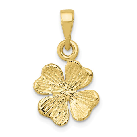10k Gold Polished & Textured Four Leaf Clover Pendant-WBC-10K5930