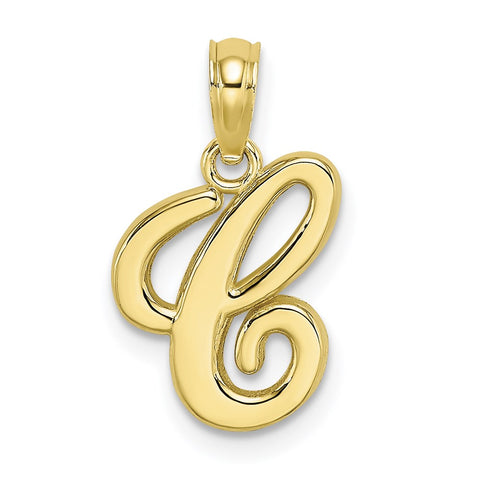 10K Polished C Script Initial Charm-WBC-10K6422C