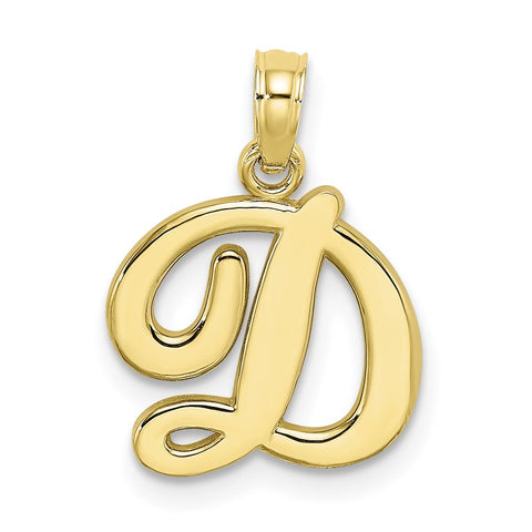 10K Polished D Script Initial Charm-WBC-10K6422D