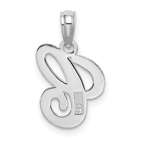 10K White Gold Polished C Script Initial Charm-WBC-10K6422WC