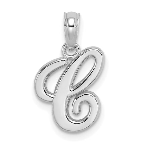10K White Gold Polished C Script Initial Charm-WBC-10K6422WC