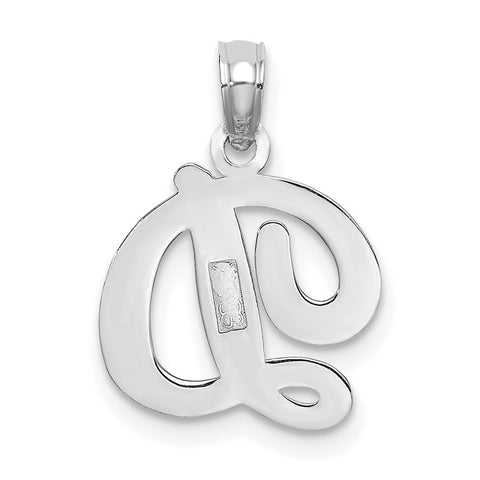 10K White Gold Polished D Script Initial Charm-WBC-10K6422WD