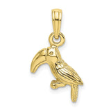 10K 3-D Textured/Polished Toucan Bird Charm-WBC-10K6448