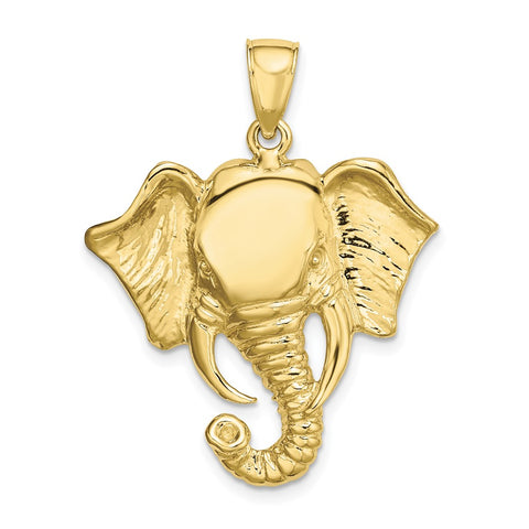 10K 2-D Elephant Head w/ Twisted Trunk Charm-WBC-10K6449