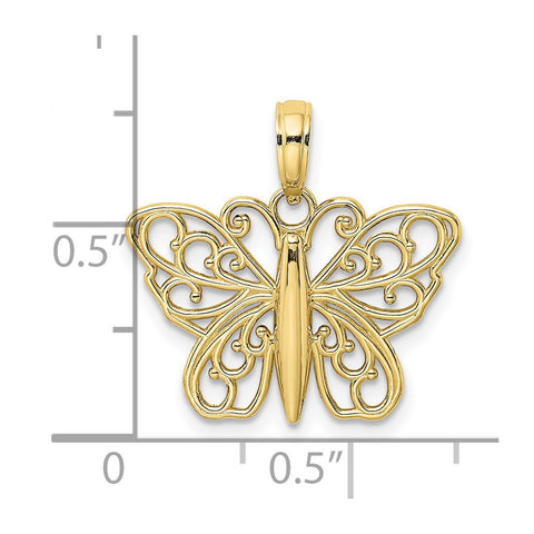 10K Filigree Butterfly Charm-WBC-10K6473