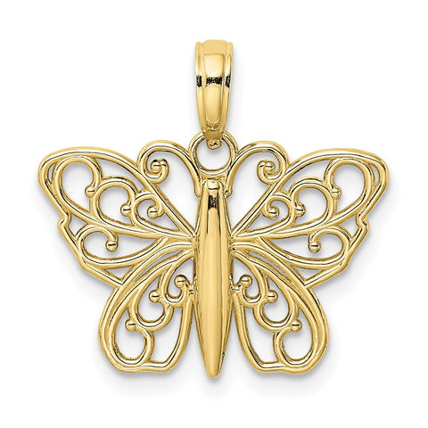 10K Filigree Butterfly Charm-WBC-10K6473