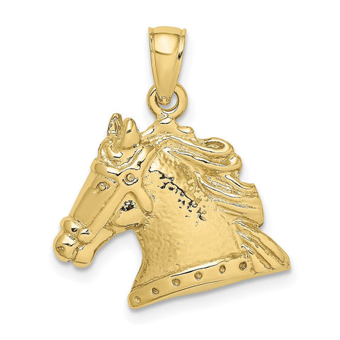 10K Textured Horse Head Charm-WBC-10K6496