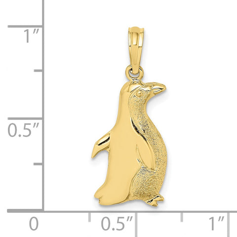10K 2-D Polished and Engraved Penguin Charm-WBC-10K6509