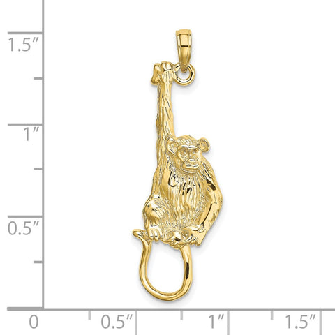 10K 2-D Textured Hanging Monkey Charm-WBC-10K6511