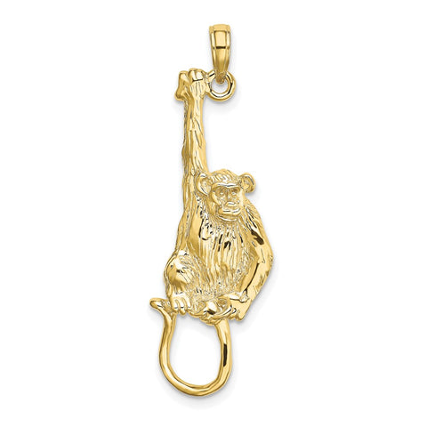 10K 2-D Textured Hanging Monkey Charm-WBC-10K6511