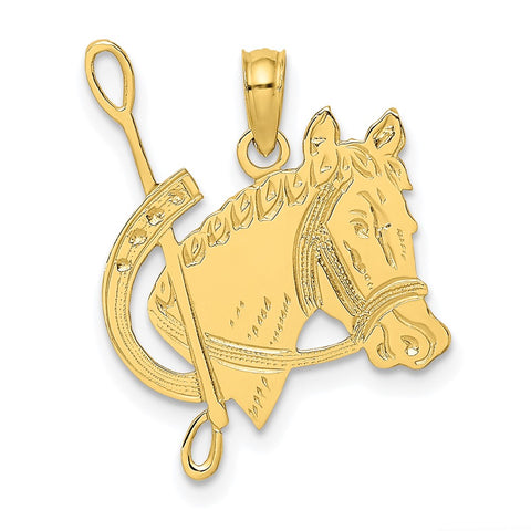 10K Textured Horse Head and Shoe Charm-WBC-10K6527