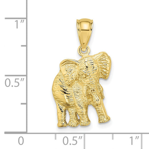 10K 2-D Elephant w/ Raised Trunk Charm-WBC-10K6533