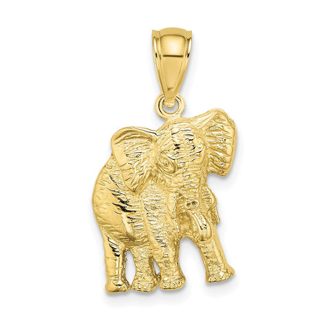 10K 2-D Elephant w/ Raised Trunk Charm-WBC-10K6533