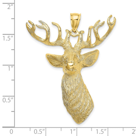 10K 3-D Textured Deer Head Charm-WBC-10K6558