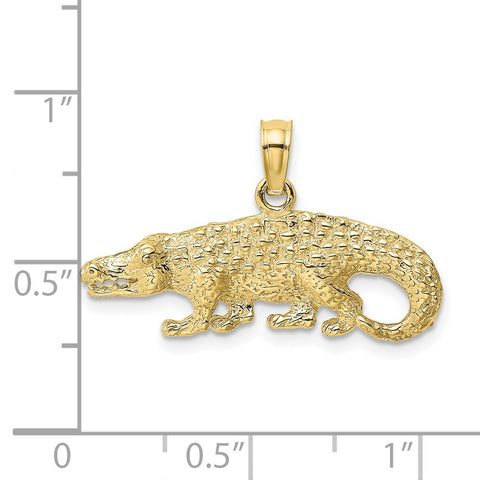 10K 2-D Textured Alligator Charm-WBC-10K6559