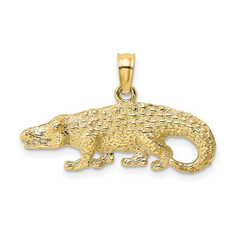 10K 2-D Textured Alligator Charm-WBC-10K6559