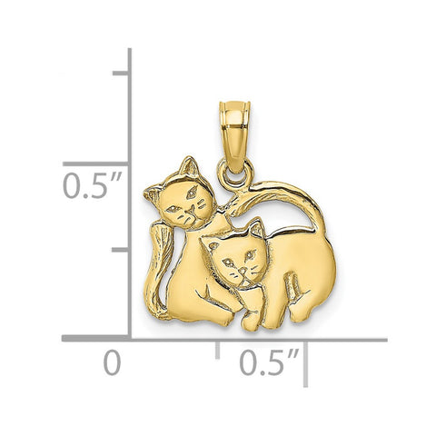 10K 3-D Polished Two Kittens Charm-WBC-10K6593