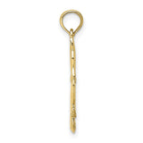 10K 3-D Polished Sitting Cat w/Bow Charm-WBC-10K6595