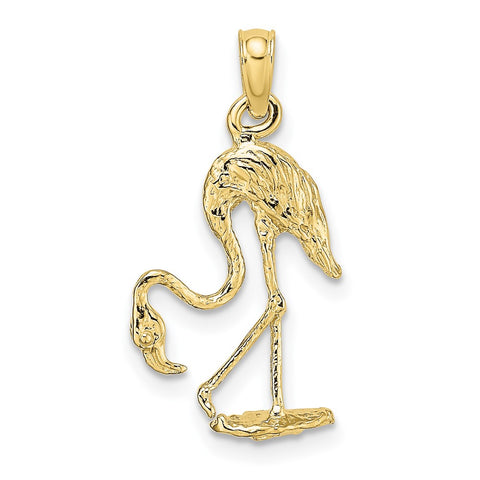 10K 3-D Textured Flamingo Charm-WBC-10K6608