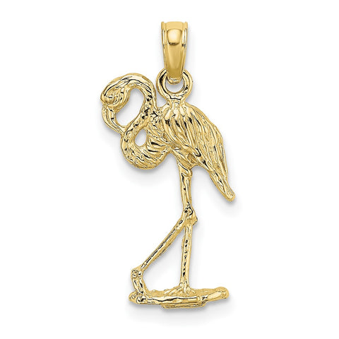 10K 3-D Flamingo w/ Head Up Charm-WBC-10K6612