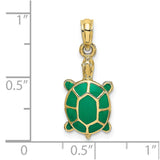 10K w/ Green Enamel Tortoise Charm-WBC-10K6688