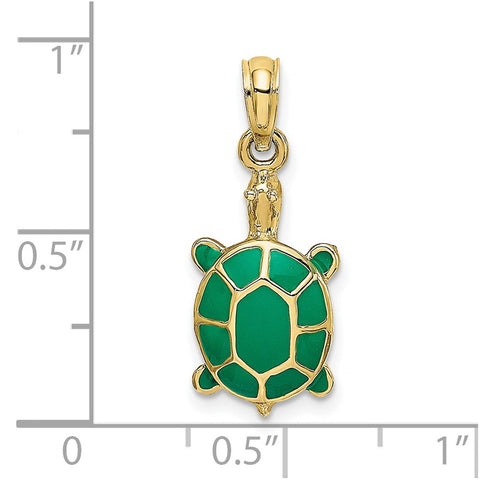 10K w/ Green Enamel Tortoise Charm-WBC-10K6688
