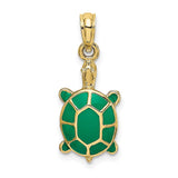 10K w/ Green Enamel Tortoise Charm-WBC-10K6688