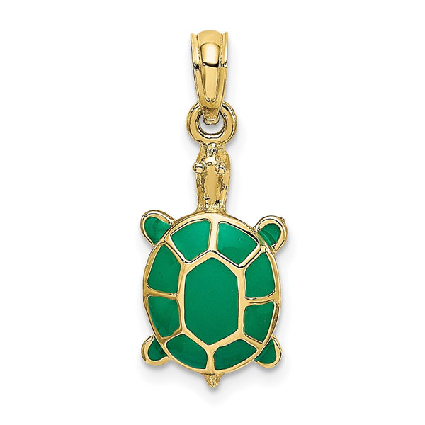 10K w/ Green Enamel Tortoise Charm-WBC-10K6688