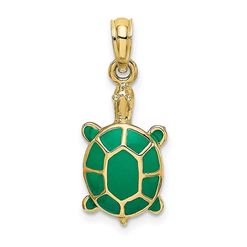 10K w/ Green Enamel Tortoise Charm-WBC-10K6688