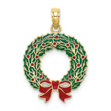 10K Enamel Christmas Wreath Charm-WBC-10K6991