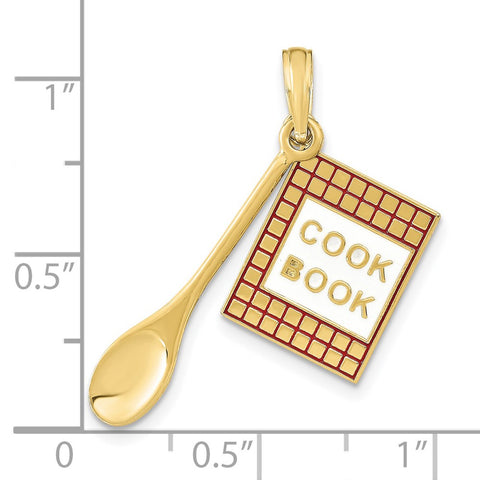 10K W/Enamel 3-D Cook Book and Spoon Charm-WBC-10K7027