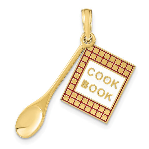 10K W/Enamel 3-D Cook Book and Spoon Charm-WBC-10K7027